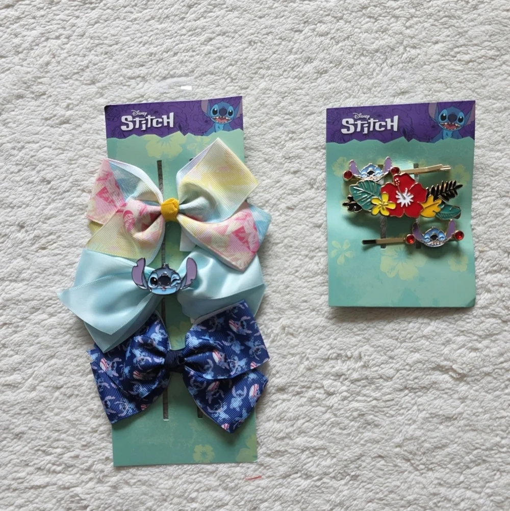 New Disney Lilo and Stitch Girls hair accessories: Scrunchie Set, Bow Set, Clip